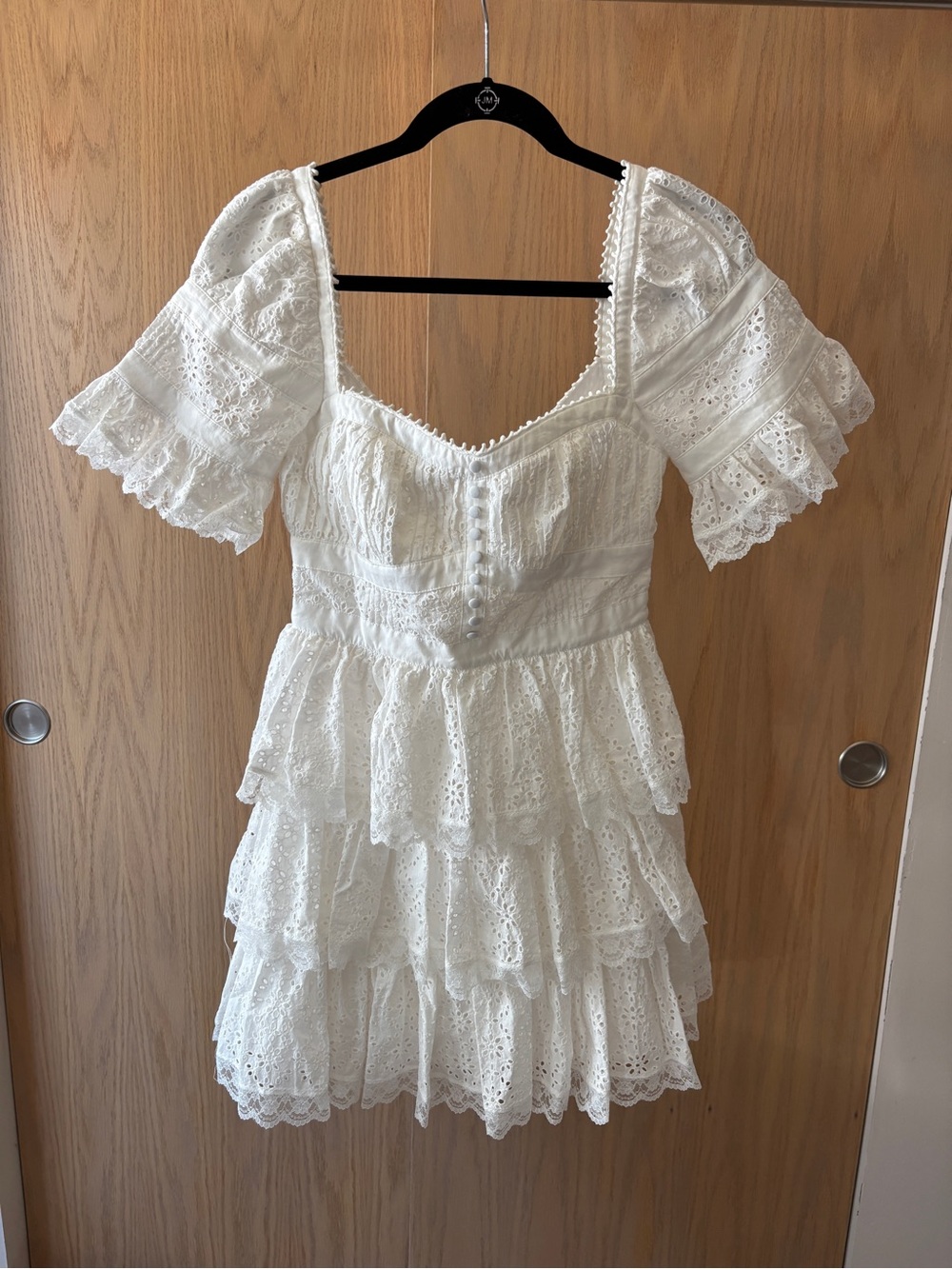$368 NWT For Love And Lemons “Willa” Eyelet Mini Dress in White Sz Small - Picture 3 of 11